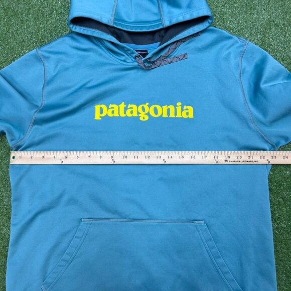 Patagonia Womens Spellout Hoodie Size XL Pullover Logo Teal - Picture 7 of 8